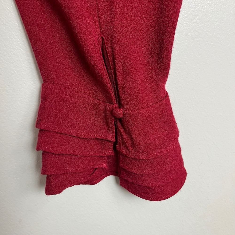 Soft Surroundings Red Sonnet Button Front‎ Ruffled Sleeve Tunic Poet Blouse 2X - Picture 5 of 7